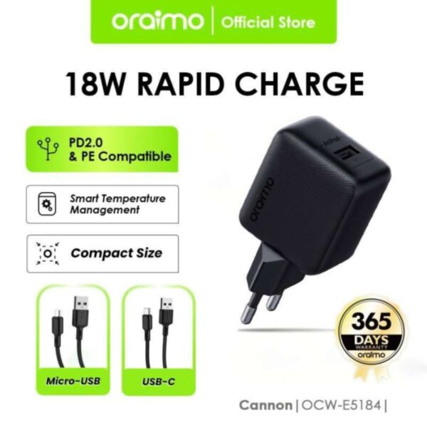 Oraimo OCW-5184 Charger Set 18W + Kabel Micro - Image 2