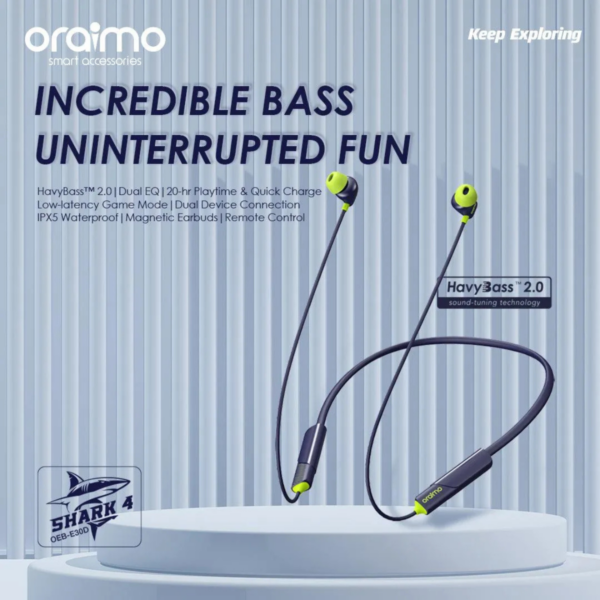 Oraimo Neckband Shark 4 OEB-E30D Wireless Headphones - Image 2