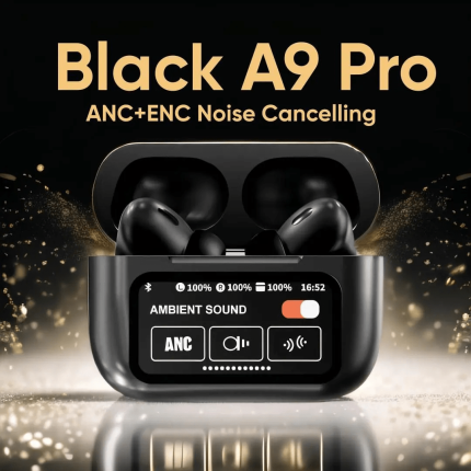 A9 Pro ANC Touch Screen Display Earbuds - Black