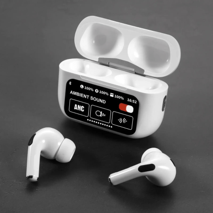 A9 Pro ANC Touch Screen Display Earbuds - White