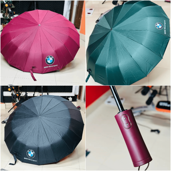 BMW 16 Ribs Automatic Open and Close Compact Umbrella – Random Color - Image 1