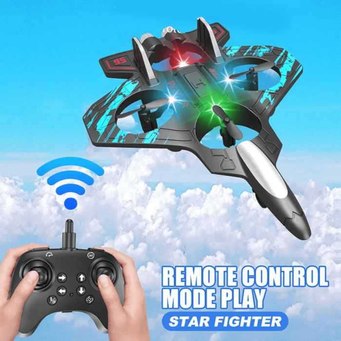 Remote Control Starfighter Drone Plane-min Remote Control Starfighter Drone Plane– Green & Blue - Image 1